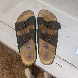 Unisex Birkenstocks, Arizona soft footbed Velvet Grey